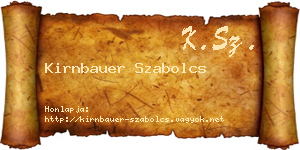 Kirnbauer Szabolcs névjegykártya